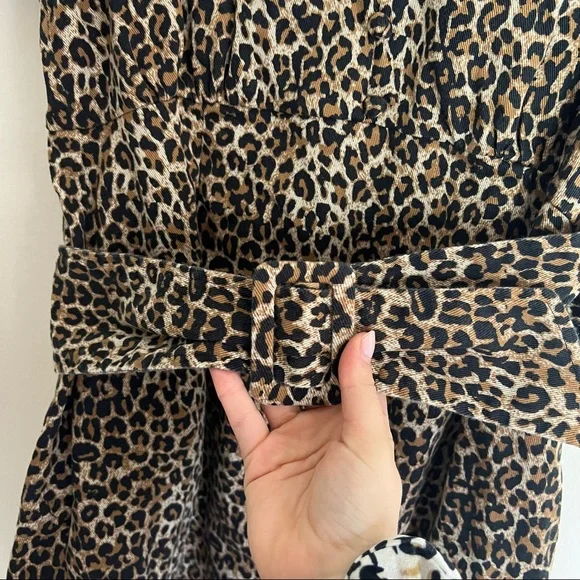 Marissa Webb Carly Canvas Brown Leopard Belted Dress - Picture 8 of 12